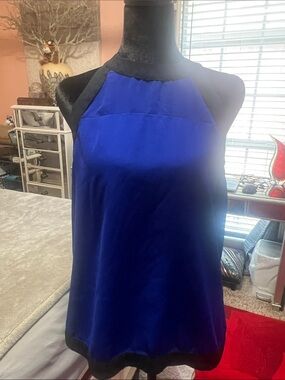 Truth Cobalt Blue Strapless Halter Dress with Black Trim
